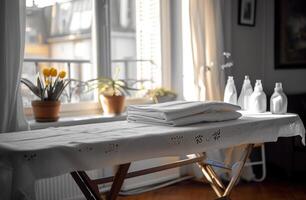 AI generated an ironing board next to an ironing iron photo