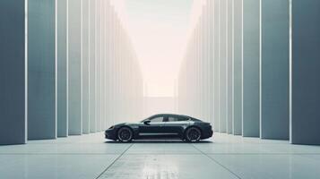 AI generated minimalist advertisment background with luxury car and copy space photo