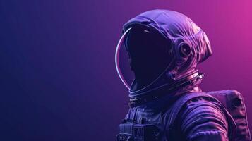 AI generated minimalist vivid advertisment background with handsome astronaut and copy space photo