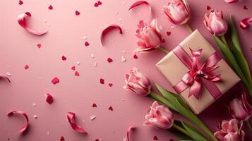 AI generated Mother's day party background with copy space photo