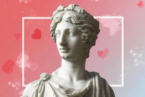 AI generated sculpture with red hearts photo