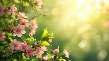 AI generated spring early morning background with copy space photo