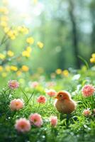 ai generado primavera temprano Mañana Pascua de Resurrección antecedentes con Copiar espacio foto