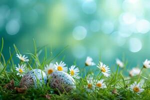AI generated spring early morning easter background with copy space photo