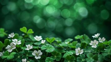 AI generated st. Patrick's day garden party background with copy space photo