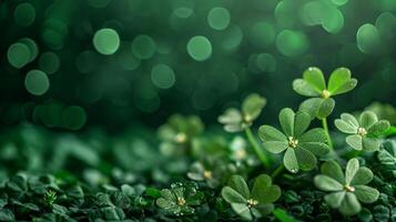 AI generated st. Patrick's day garden party background with copy space photo