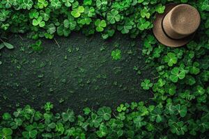 AI generated st. Patrick's day garden party background with copy space photo