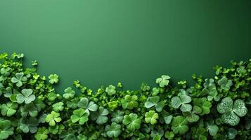 AI generated st. Patrick's day garden party background with copy space photo