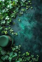 AI generated st. Patrick's day garden party background with copy space photo