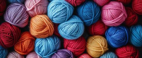 AI generated colorful balls of yarn in a pile photo