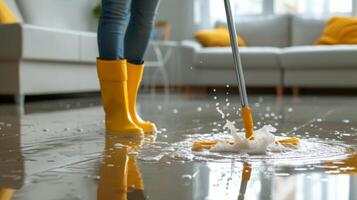 AI generated Professional home cleaning transforms spaces into radiant, sanitized sanctuaries, elevating domestic bliss photo