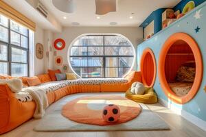 AI generated Whimsical Retreat. An inviting, modern haven designed to inspire imaginative play for kids photo