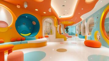 AI generated Modern design meets the imagination, creating an ideal space for children photo
