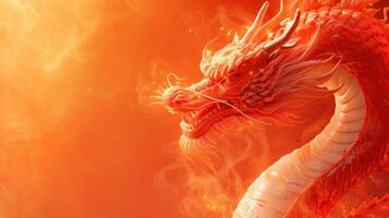 AI generated minimalist vivid advertisment background with Chinese dragon and copy space photo