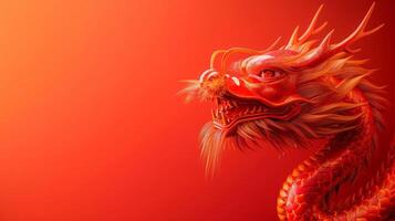 AI generated minimalist vivid advertisment background with Chinese dragon and copy space photo