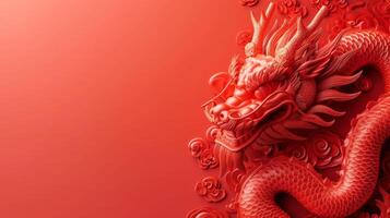 AI generated minimalist vivid advertisment background with Chinese dragon and copy space photo