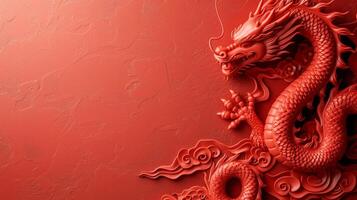 AI generated minimalist vivid advertisment background with Chinese dragon and copy space photo