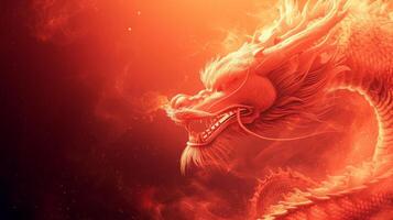 AI generated minimalist vivid advertisment background with Chinese dragon and copy space photo