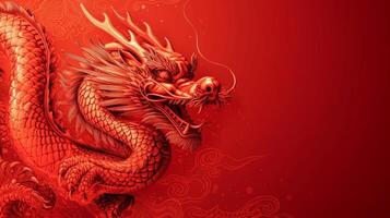 AI generated minimalist vivid advertisment background with Chinese dragon and copy space photo