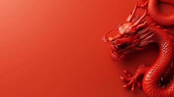 AI generated minimalist vivid advertisment background with Chinese dragon and copy space photo