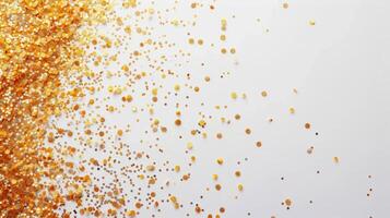 AI generated minimalist vivid advertisment background with little golden confetti and copy space photo