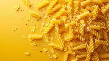 AI generated minimalist vivid advertisment background with pasta and copy space photo