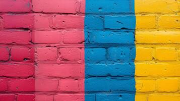 AI generated minimalist vivid advertisment background with locorful bricks and copy space photo