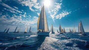 ai generado navegación regata competencia en mar foto