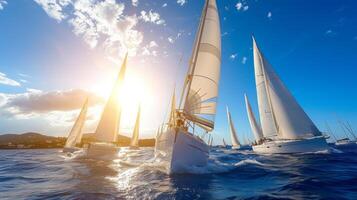 ai generado navegación regata competencia en mar foto