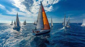 ai generado navegación regata competencia en mar foto