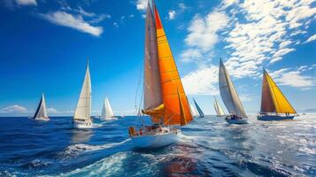 ai generado navegación regata competencia en mar foto