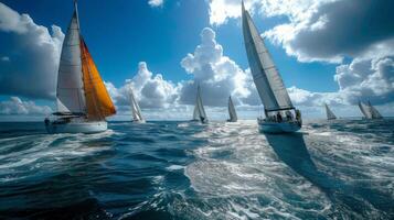 ai generado navegación regata competencia en mar foto