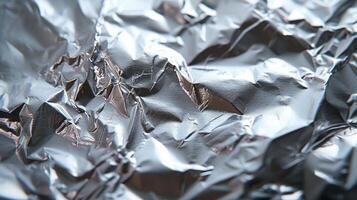 AI generated Background made of silver crumpled foil photo