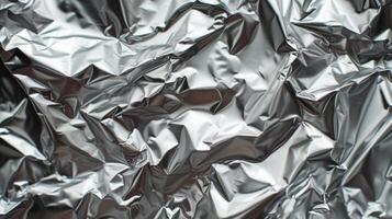 AI generated Background made of silver crumpled foil photo