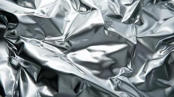 AI generated Background made of silver crumpled foil photo