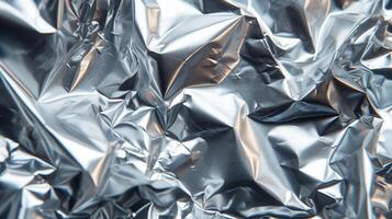 AI generated Background made of silver crumpled foil photo