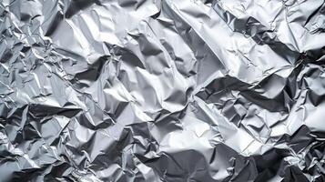 AI generated Background made of silver crumpled foil photo