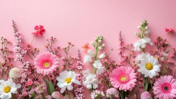 AI generated Beautiful card with flowers for congratulations on Women's Day on March 8 with plenty of space for text photo