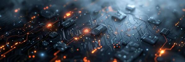 AI generated Dark abstract technology background photo