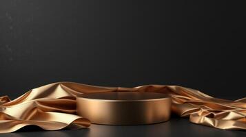 AI generated Gold podium on a black minimalistic background photo