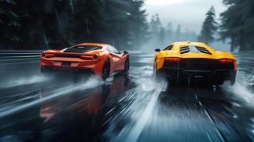 AI generated Two sports cars participate in a race photo