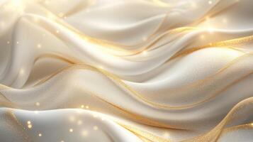 AI generated Abstract cream luxury background with thin gold threads photo