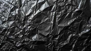 AI generated Background made of black crumpled foil photo