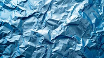 AI generated Background made of blue crumpled foil photo