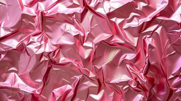 AI generated Background made of pink crumpled foil photo