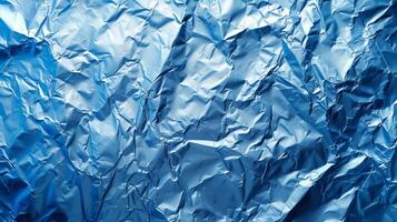 AI generated Background made of blue crumpled foil photo