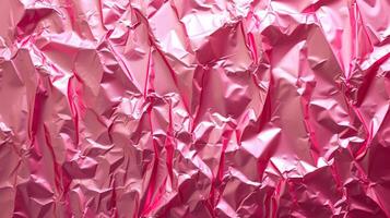 AI generated Background made of pink crumpled foil photo