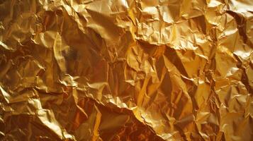 AI generated Background made of golden crumpled foil photo