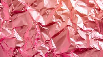 AI generated Background made of pink crumpled foil photo