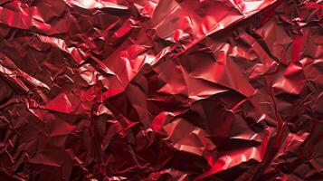 AI generated Background made of red crumpled foil photo